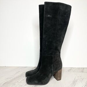 Sam Edelman Olly Black Suede Square Toe Tall Boot 8 1/2